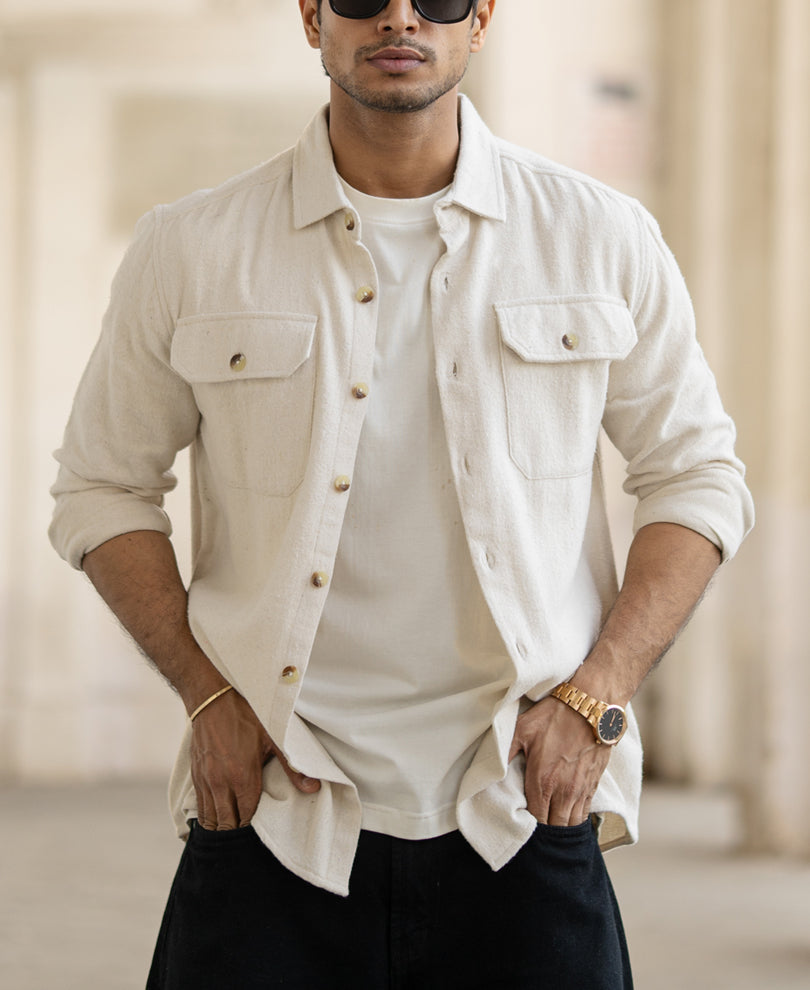 Cream Flannel Overshirt