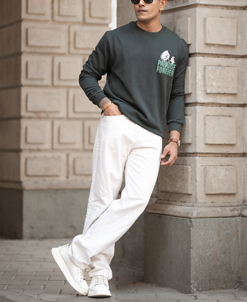 Olive Paradise Printed SweaT-Shirt