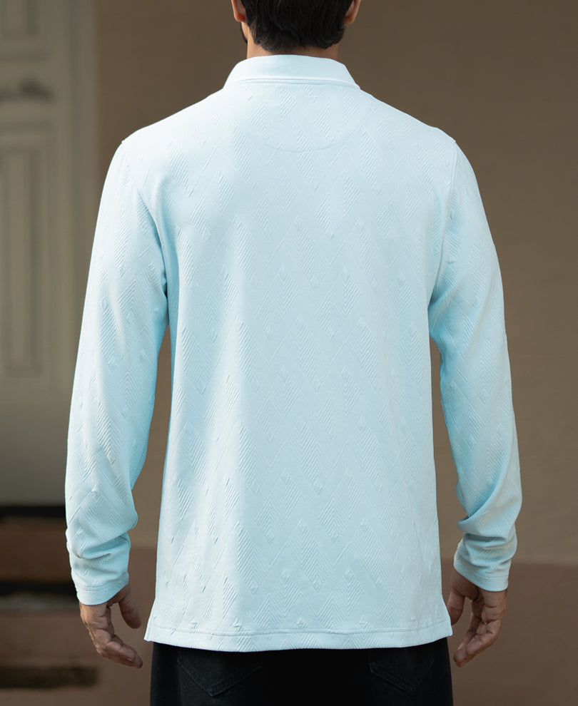 Sky Blue Regular Fit Full Sleeves T-Shirt