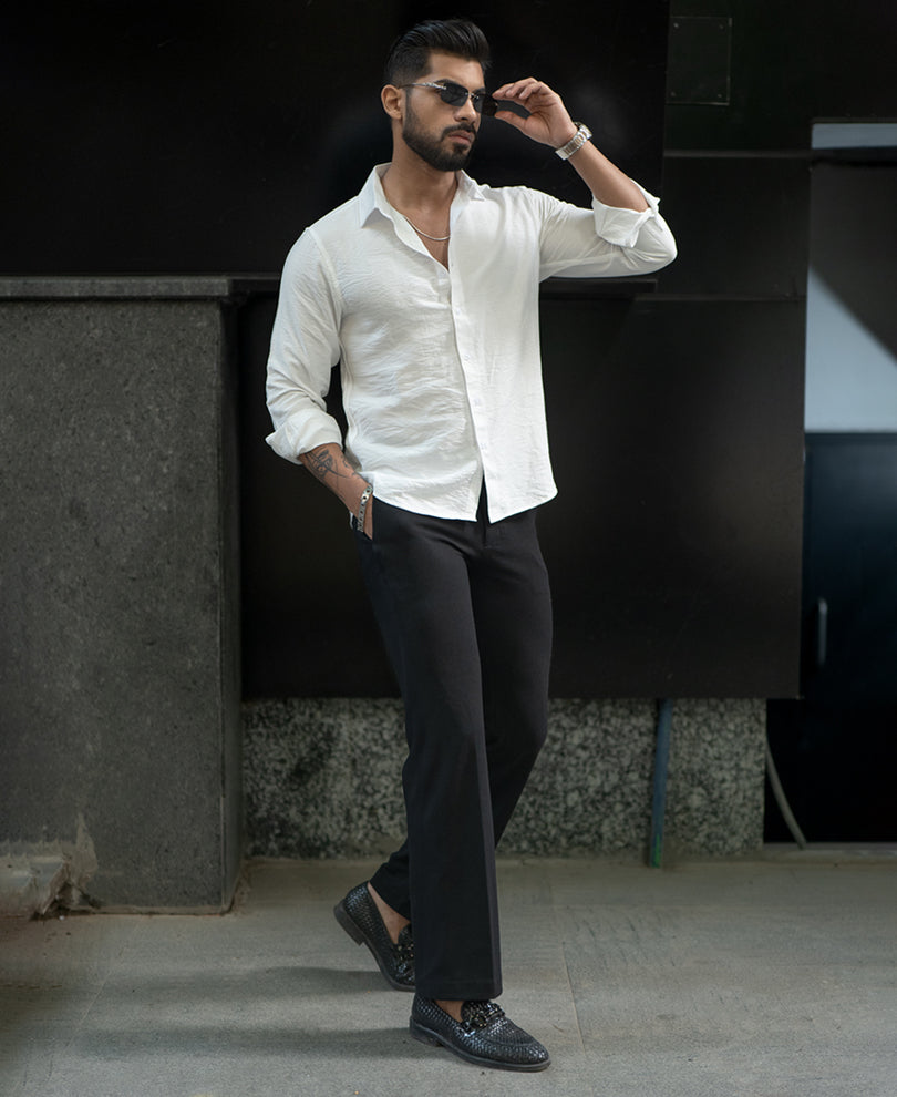 White Full Sleeves Regular Fit Shirt