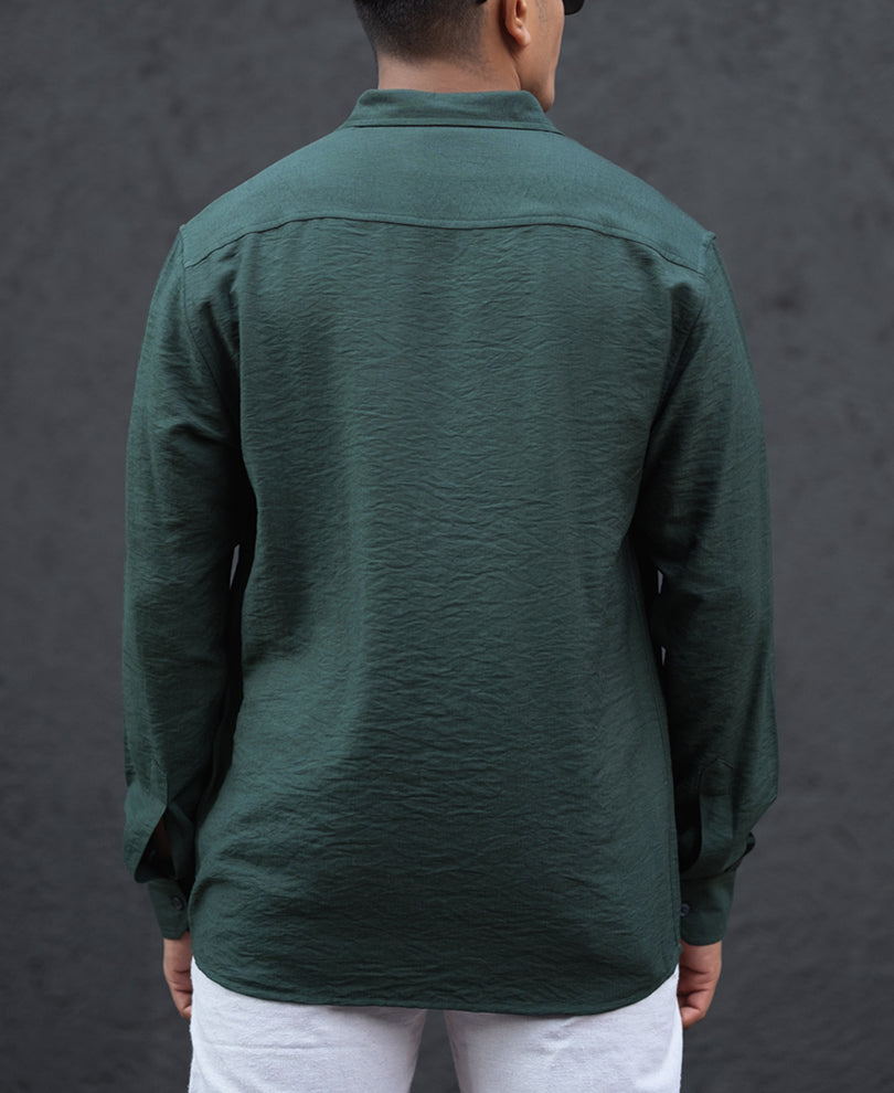 Dark Green Regular Fit Full Sleeves Shirt