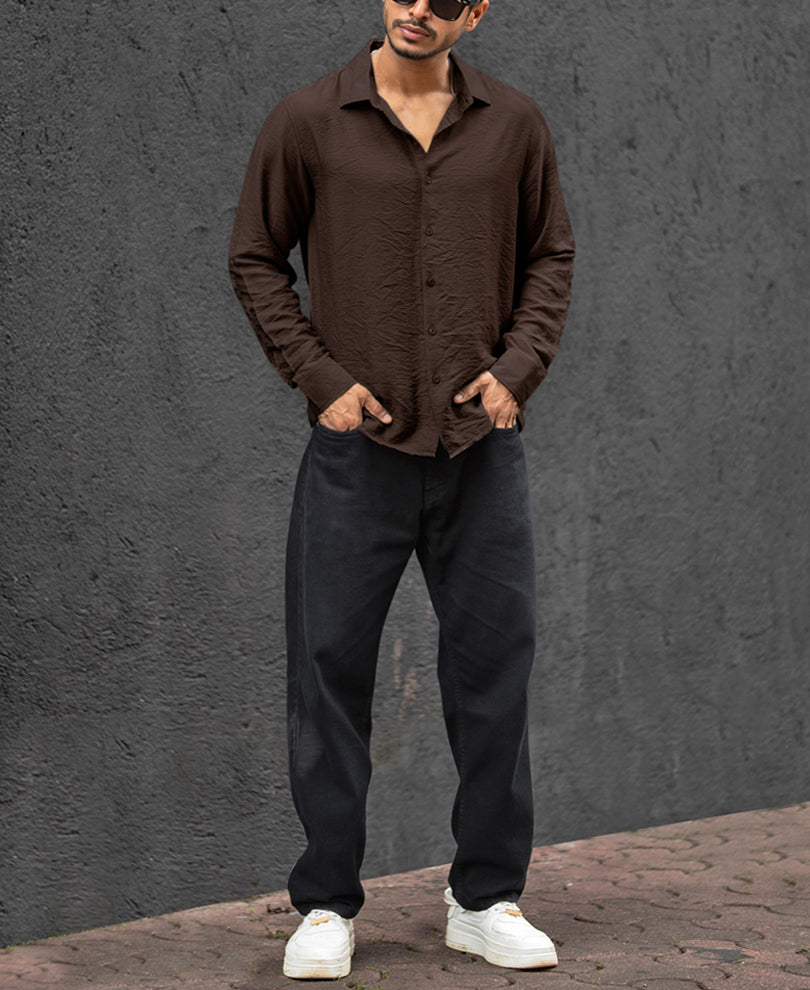 Brown Full Sleeves Regular Fit Shirt