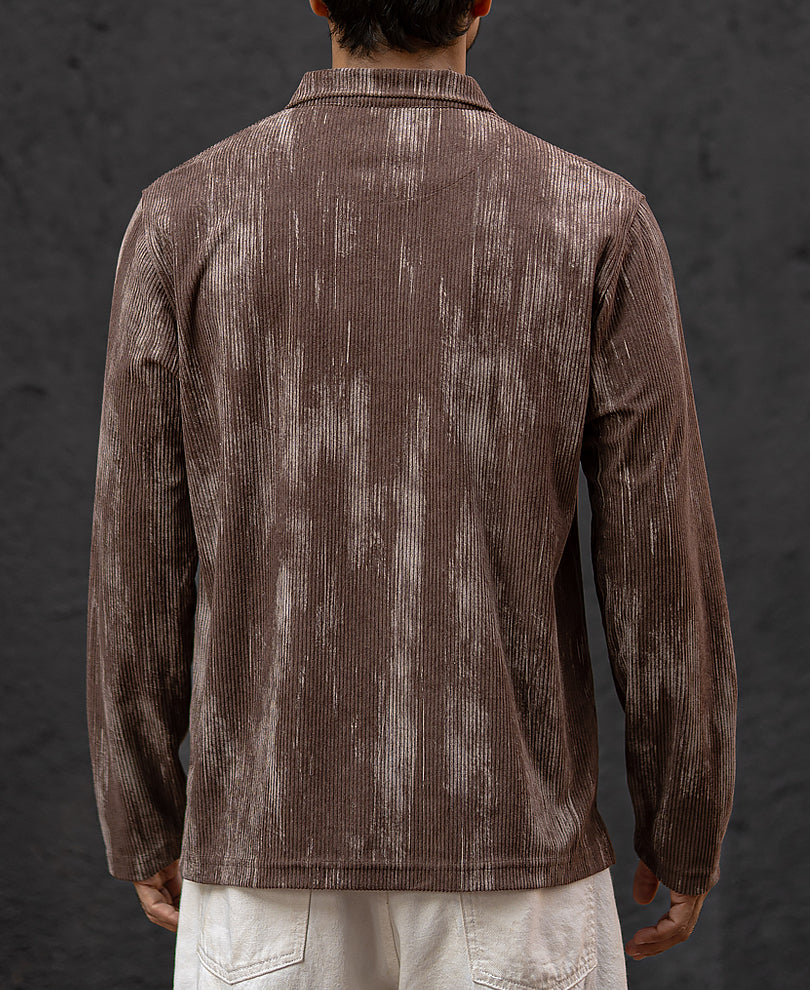 Brown Corduroy Regular Fit Full Sleeves T-Shirt