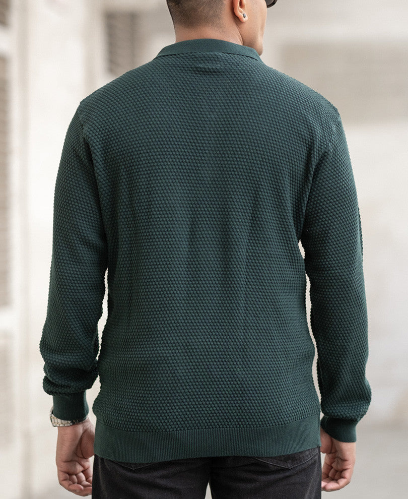 Pine Green Regular Fit Full Sleeves T-Shirt