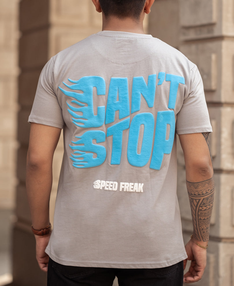 Grey Printed Regular Fit Half Sleeves T-Shirt