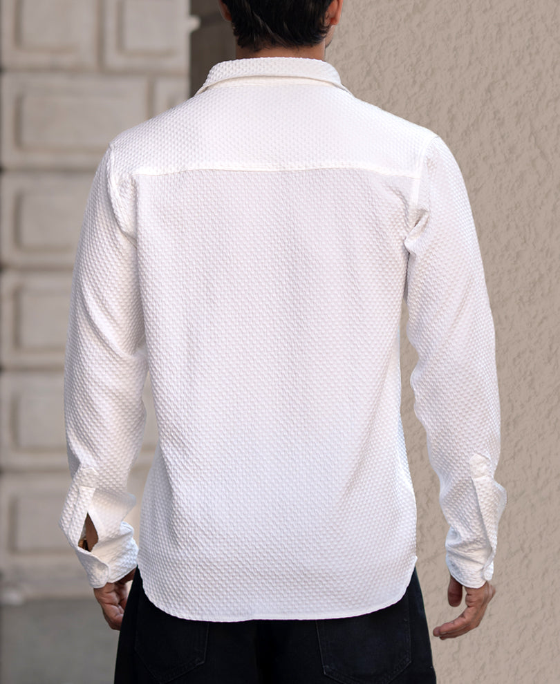 White Structure Regular Fit Shirt
