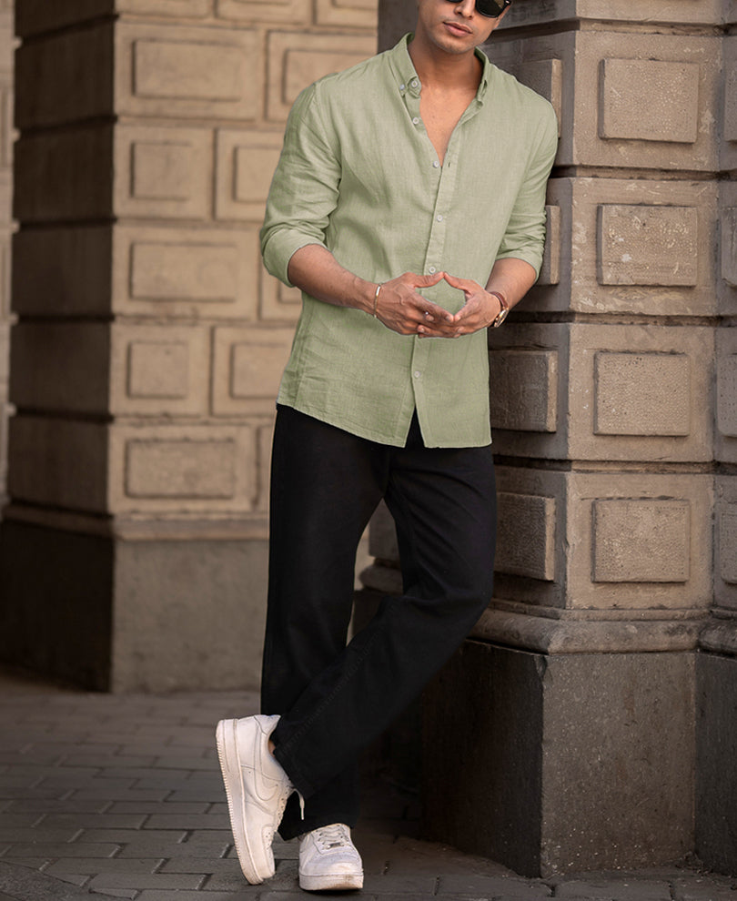Pista Cotton Linen Regular Fit Full Sleeves Shirt