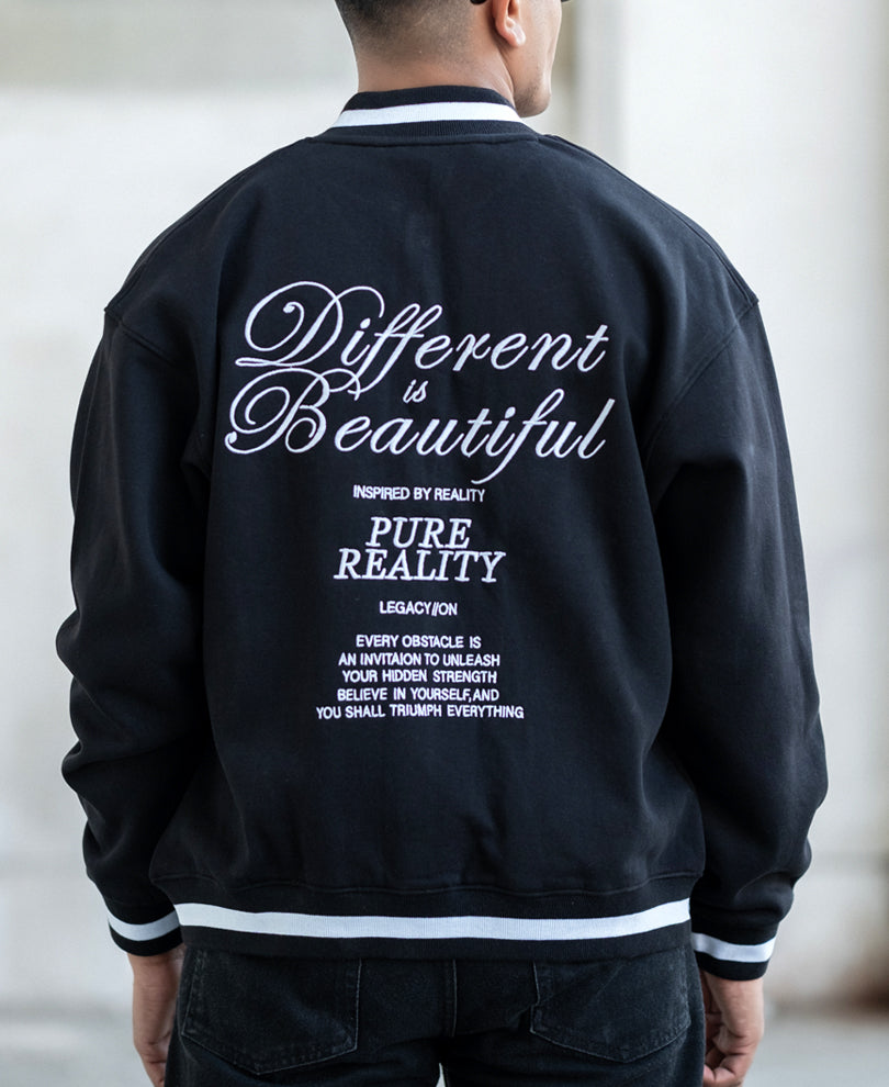 Black Embroidered Varsity Jacket