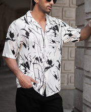 White Abstract Flowy Shirt