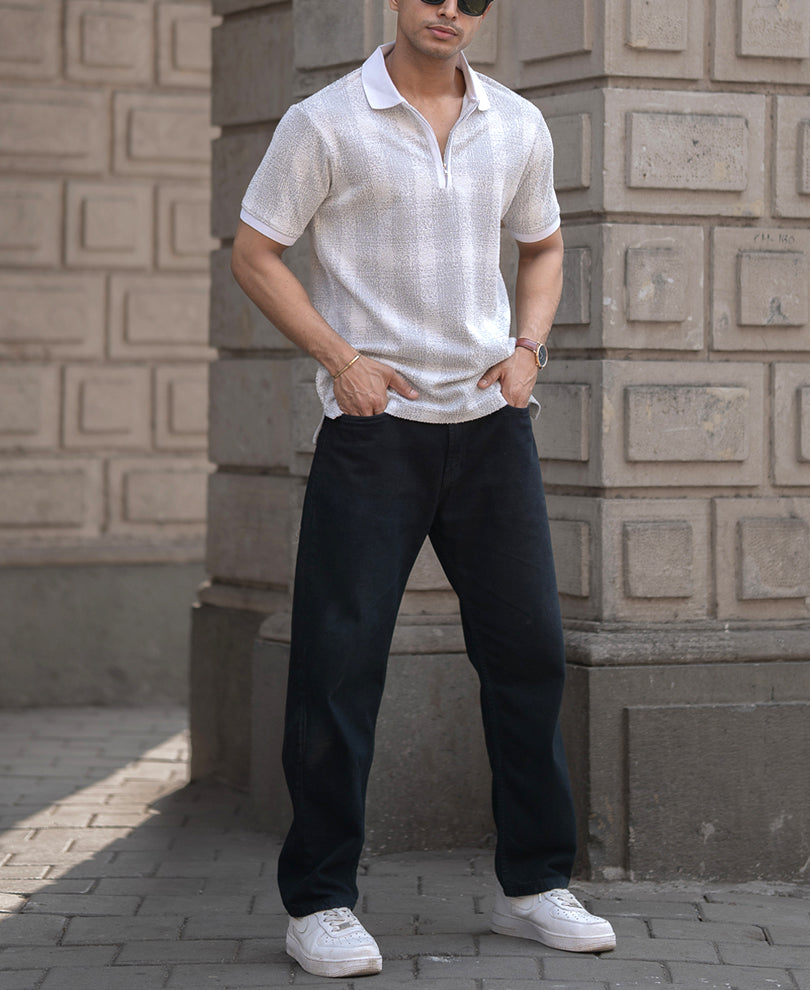 Grey Checks Polo T-Shirt
