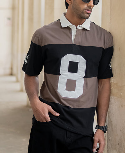 Beige Embroidered Stripe T-Shirt