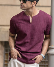 Wine Structured Stripe T-Shirt