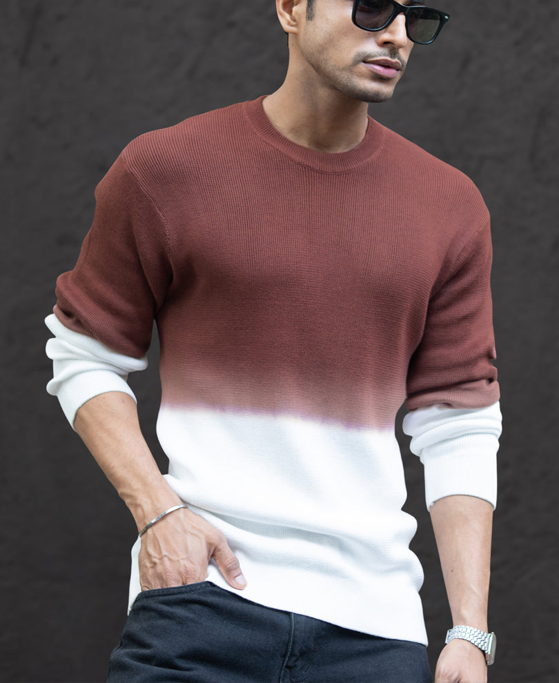 Rust Ombre Knit T-Shirt.