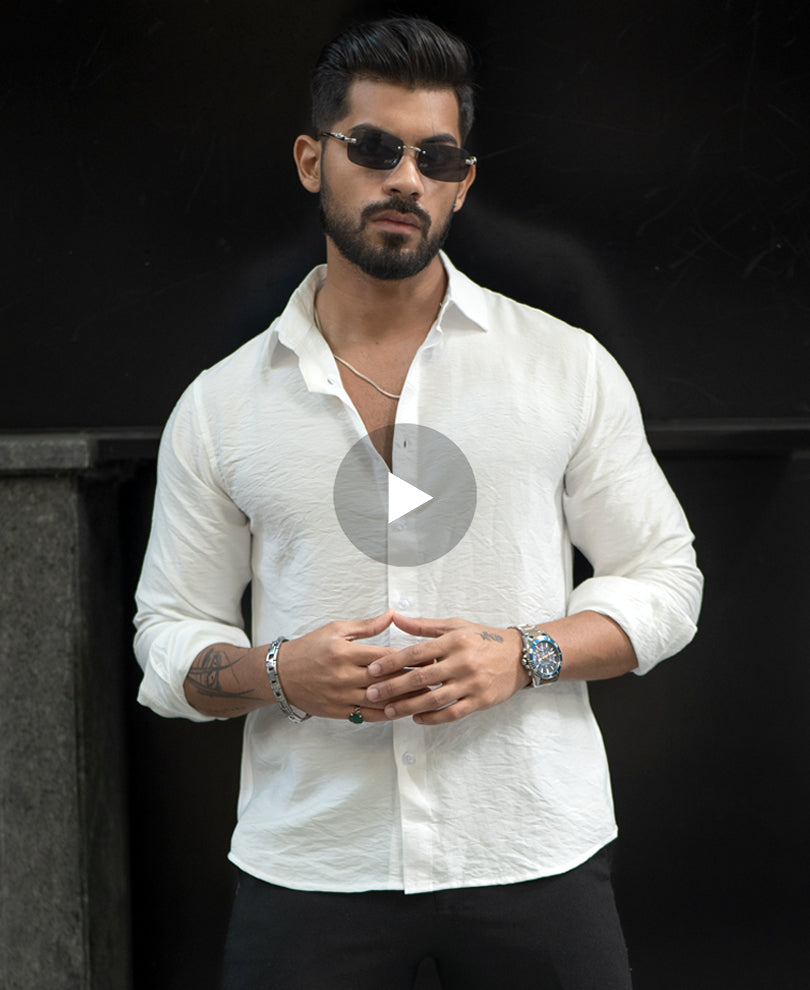 White Full Sleeves Regular Fit Shirt