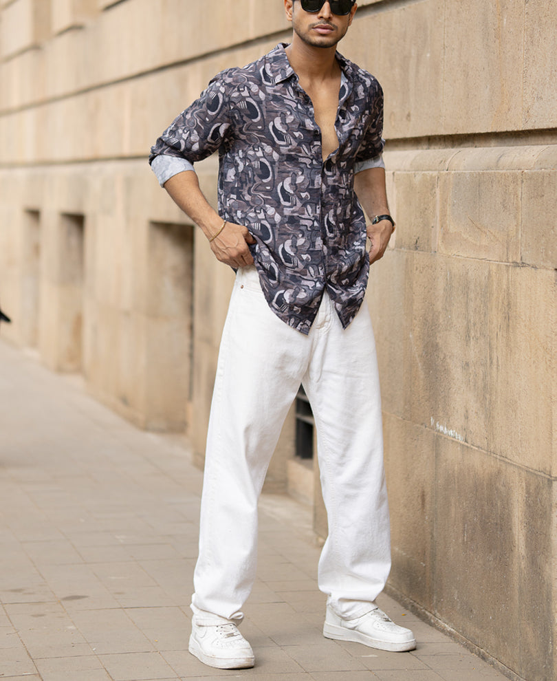 Multi Colour Regular Fit Full Sleeves Printed Shirt.