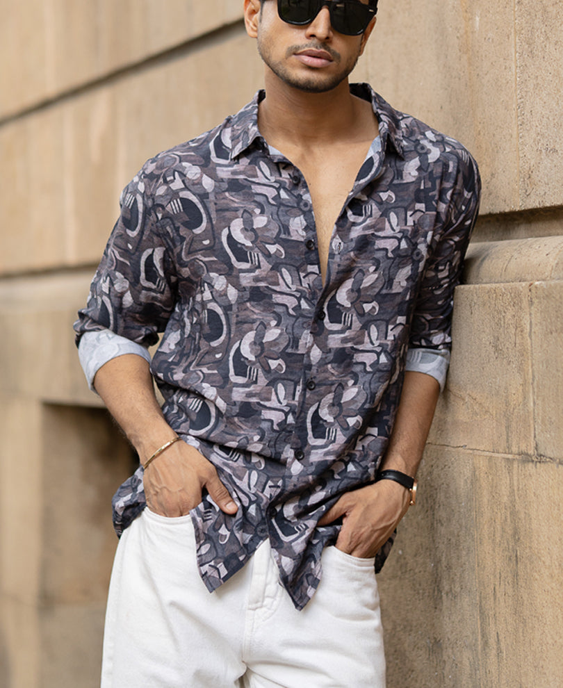 Multi Colour Regular Fit Full Sleeves Printed Shirt.