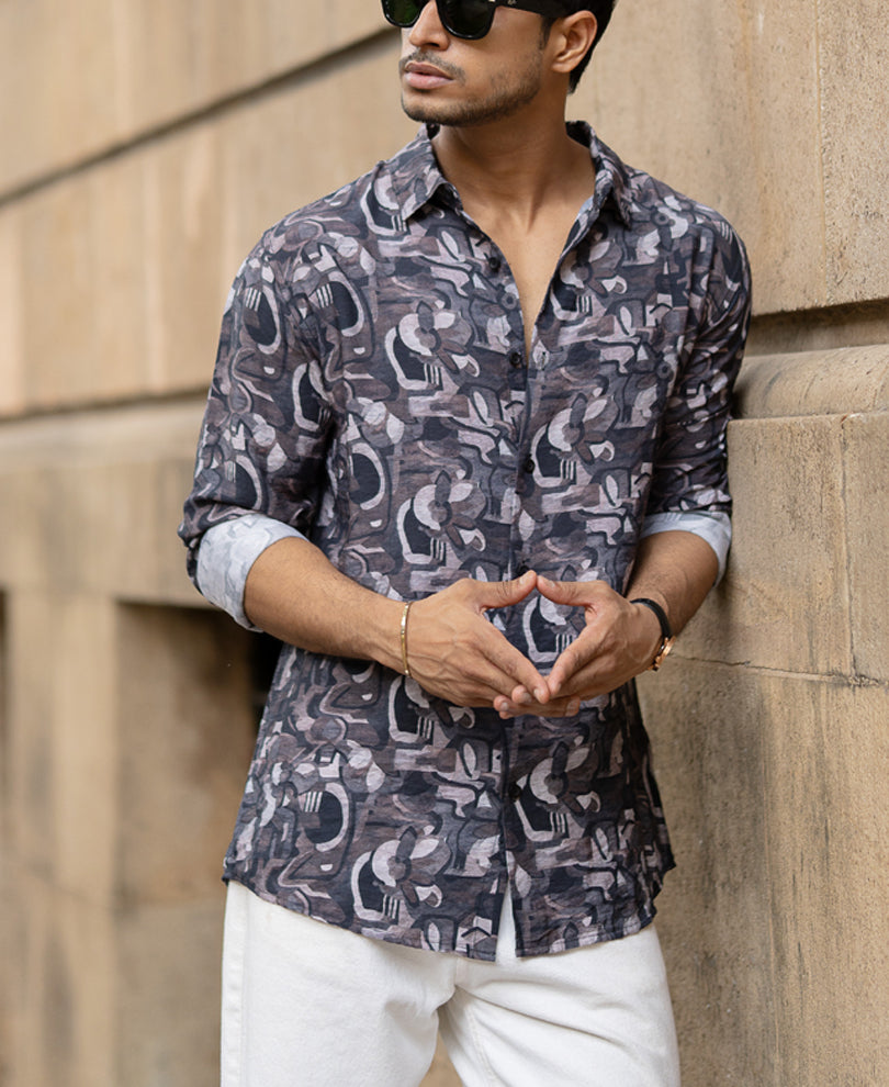 Multi Colour Regular Fit Full Sleeves Printed Shirt.