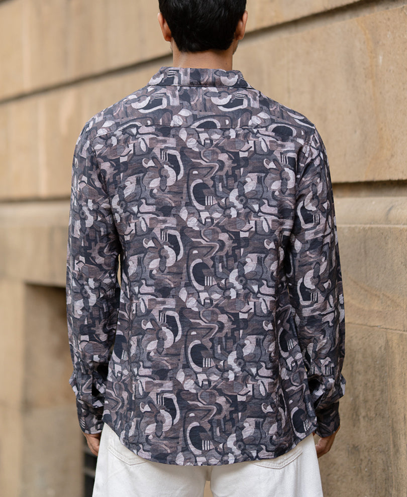Multi Colour Regular Fit Full Sleeves Printed Shirt.