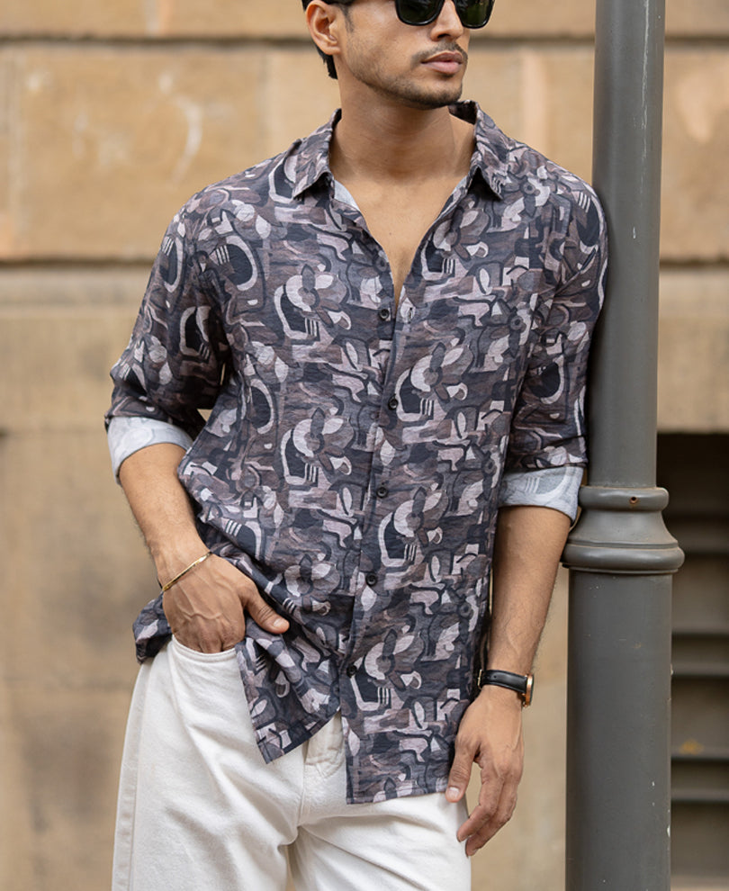 Multi Colour Regular Fit Full Sleeves Printed Shirt.