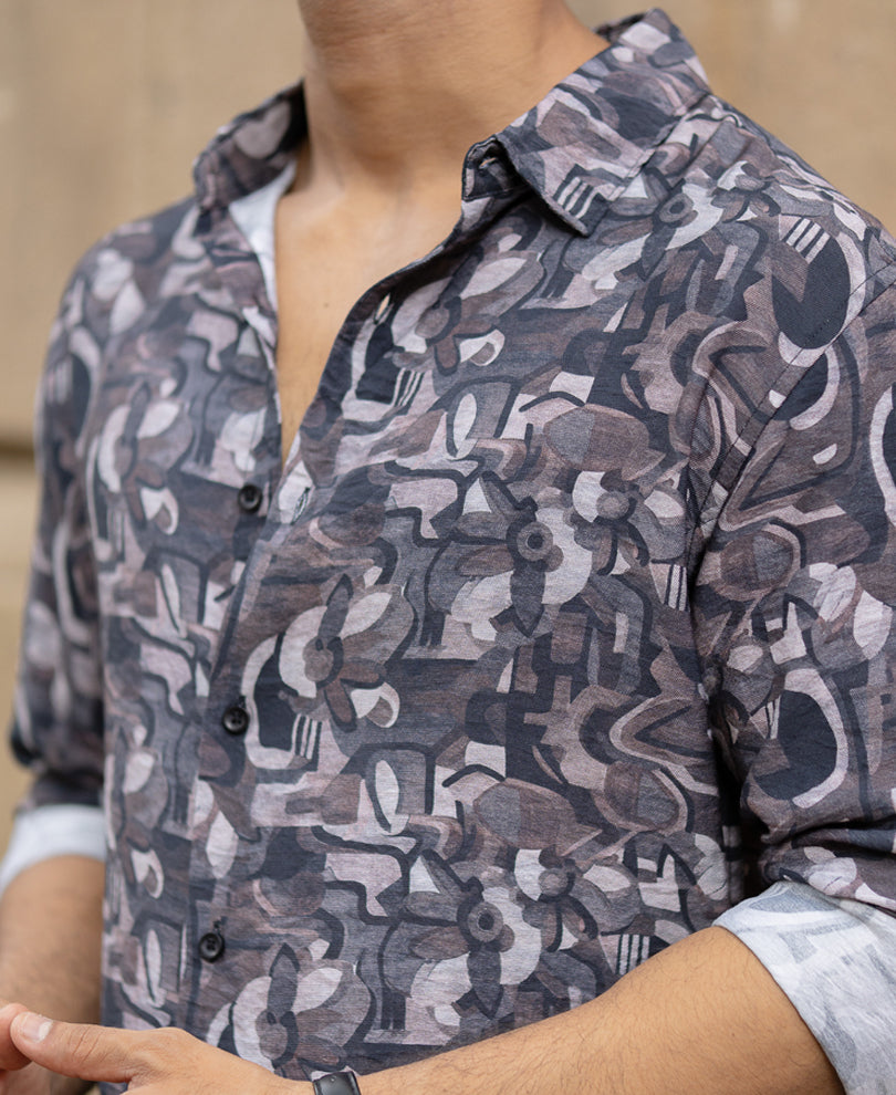 Multi Colour Regular Fit Full Sleeves Printed Shirt.