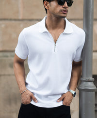 Off-White Waffle Regular Fit Half Sleeves T-Shirt