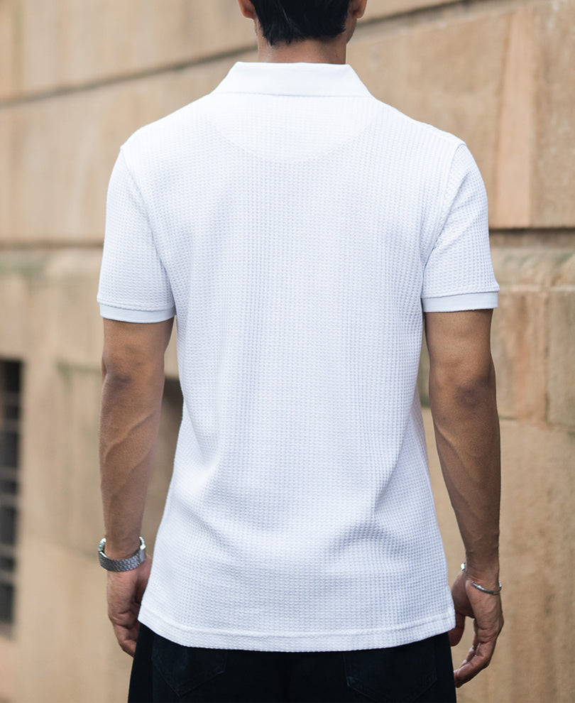 Off-White Waffle Regular Fit Half Sleeves T-Shirt