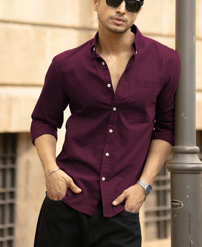 Wine Oxford Shirt