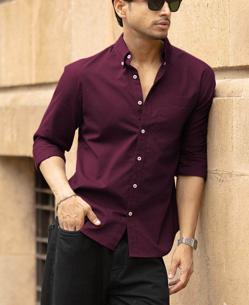 Wine Oxford Shirt