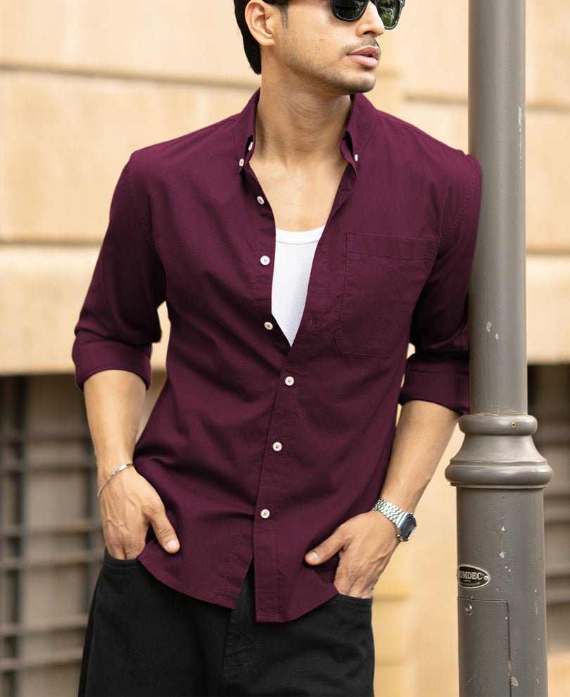 Wine Oxford Shirt
