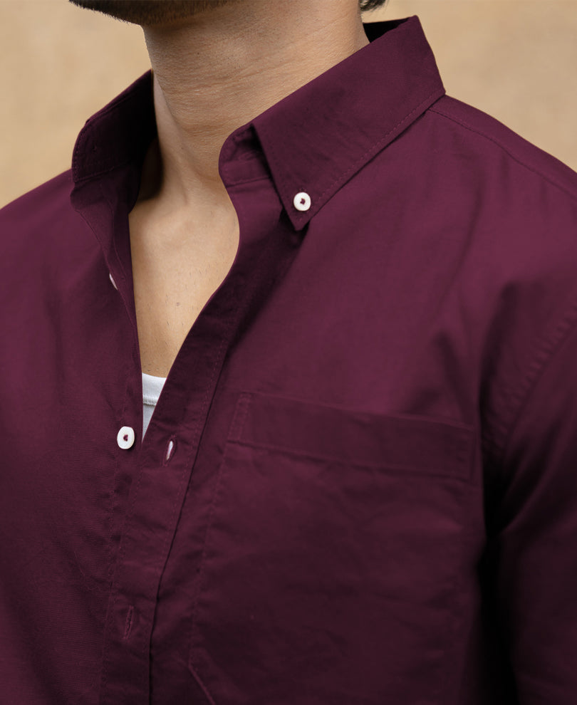 Wine Oxford Shirt