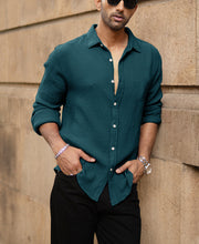 Teal Crinkled Lightweight Shirt