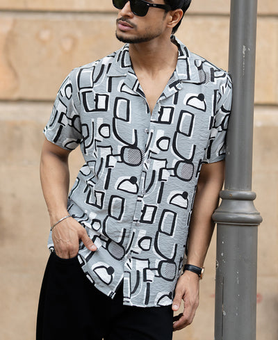 Grey Abstract Light Weight Shirt