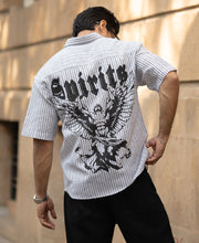 Grey Stripe Shirt With Print