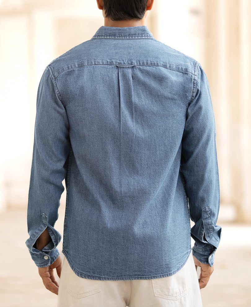 Light Blue Plain Regular Fit Shirt