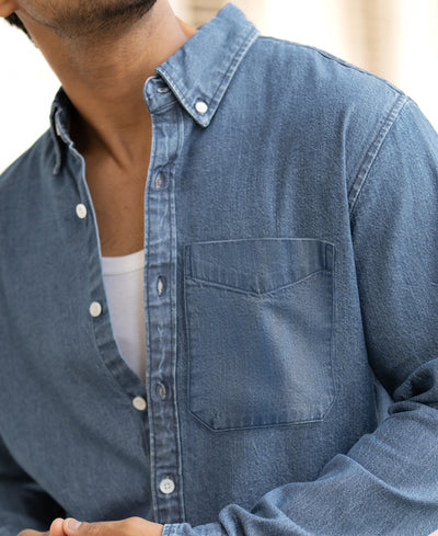 Light Blue Plain Regular Fit Shirt