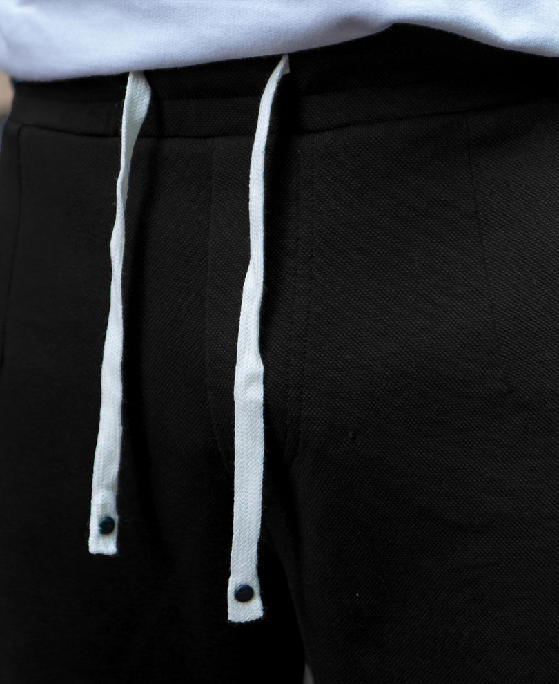 Black Knitted Regular Fit Track Pant