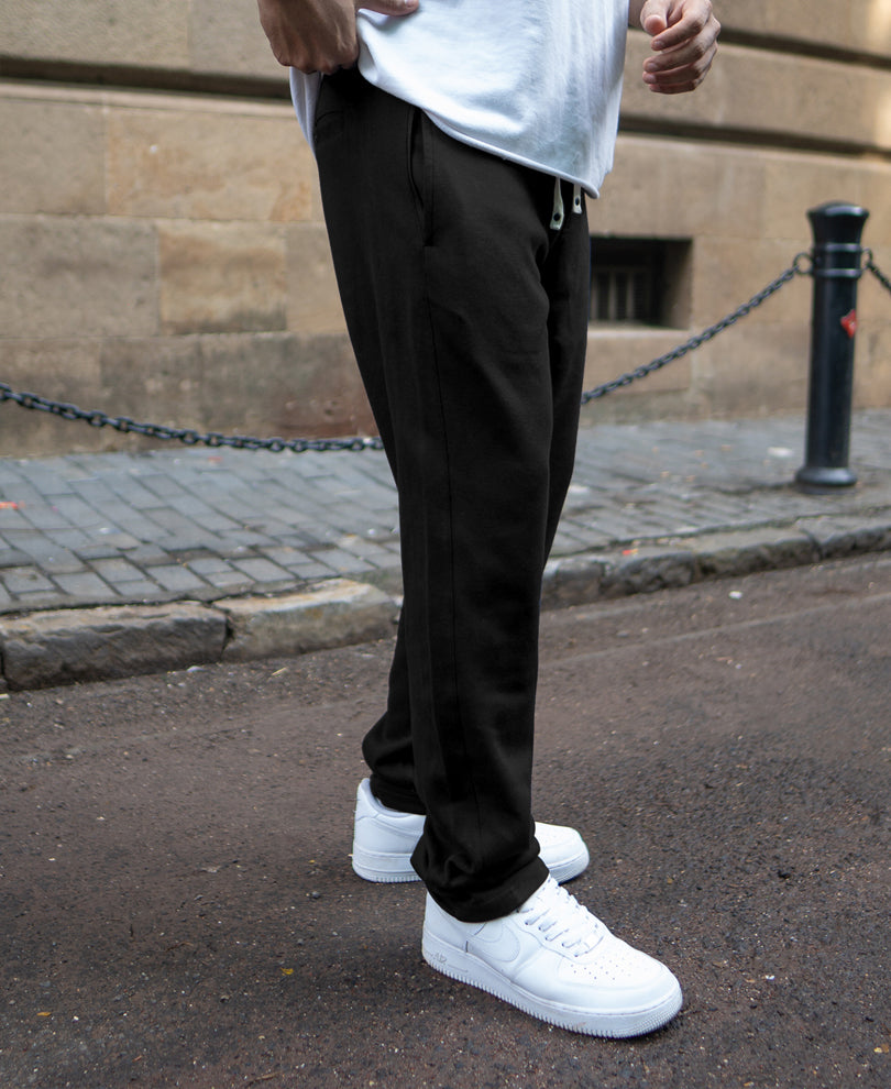Black Knitted Regular Fit Track Pant