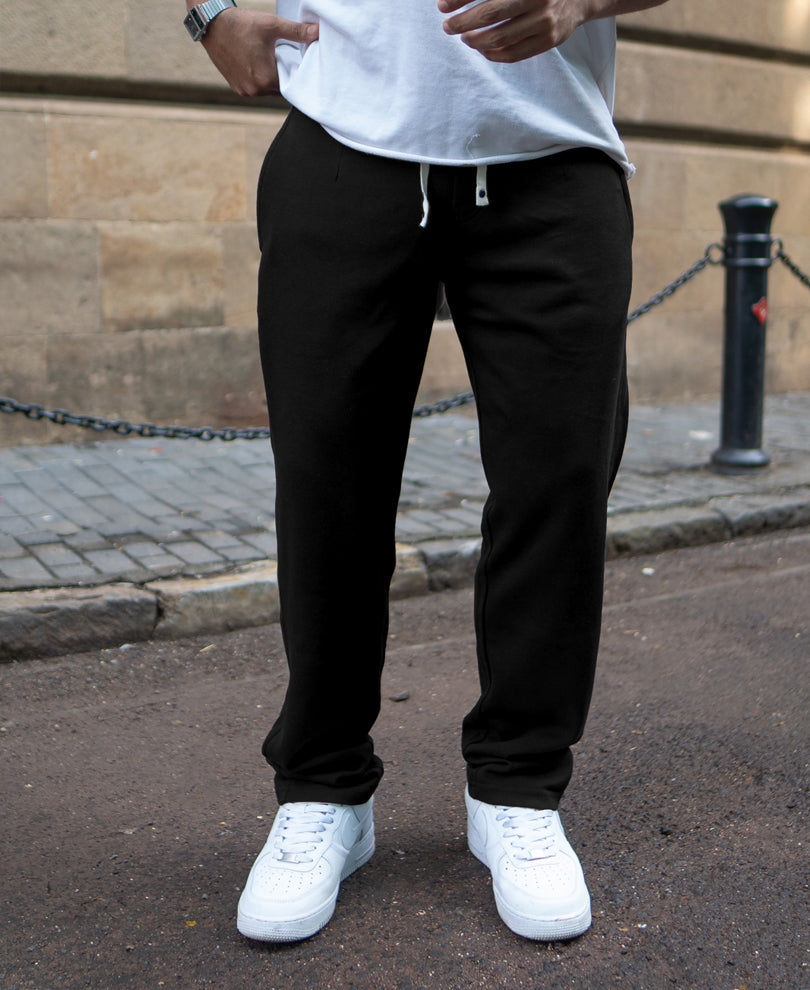 Black Knitted Regular Fit Track Pant