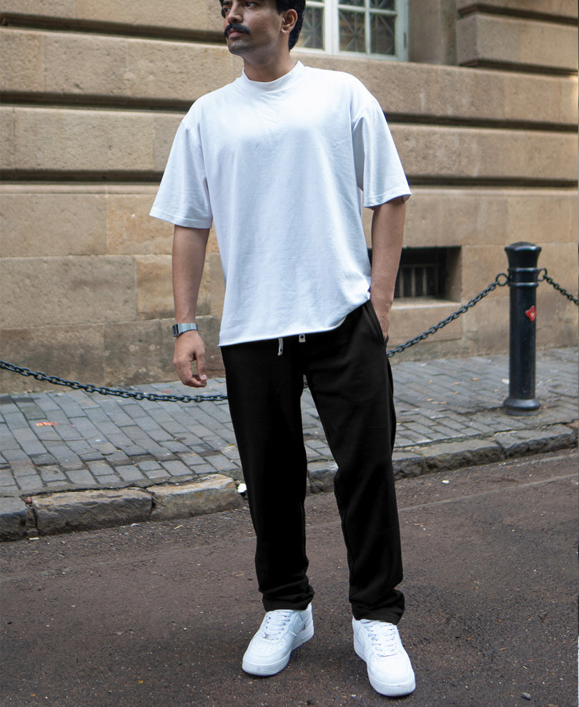 Black Knitted Regular Fit Track Pant