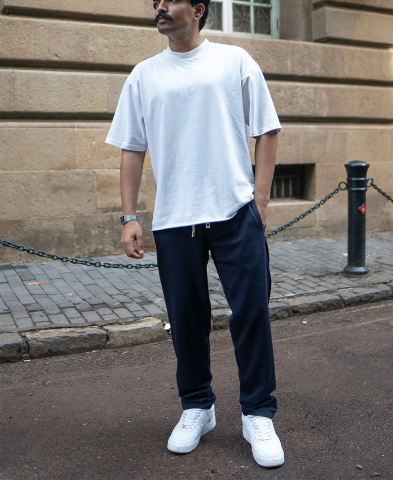 Navy Knitted Regular Fit Track Pant