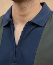 Olive Panneled Polo Tshirt