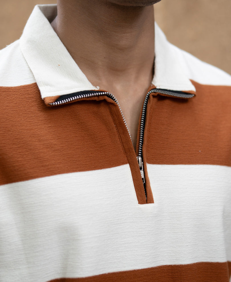 Tan Lightweight Striped T-Shirt