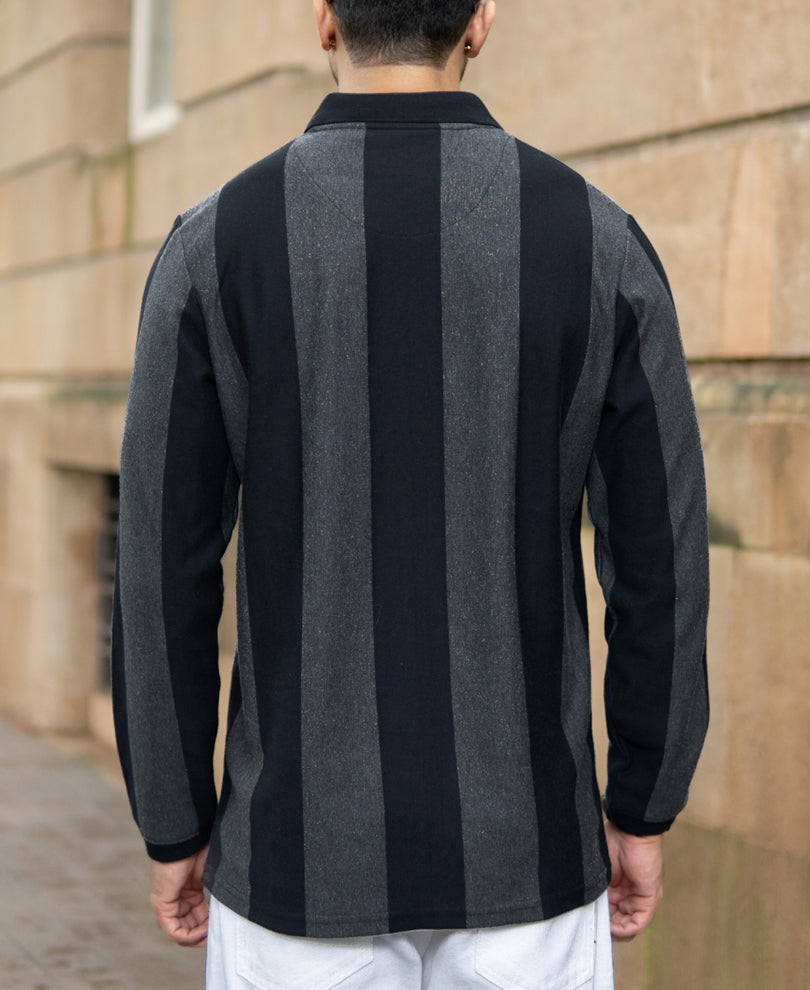 Grey And Black Stripe Lightweight T-Shirt