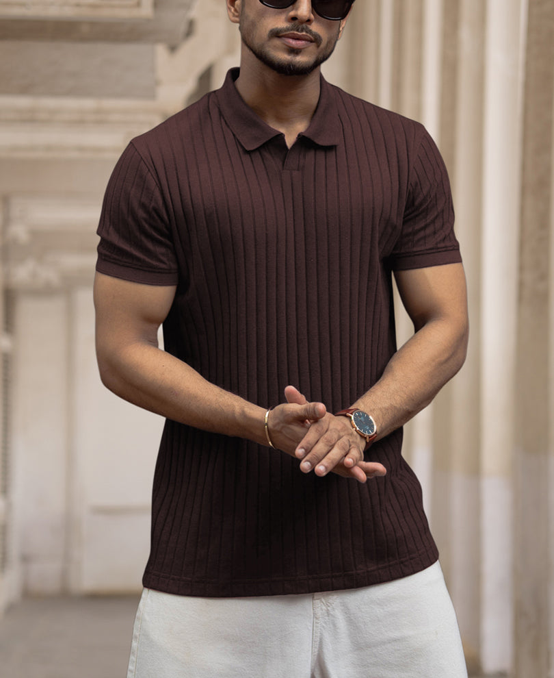 Dark Brown Rib T-Shirt