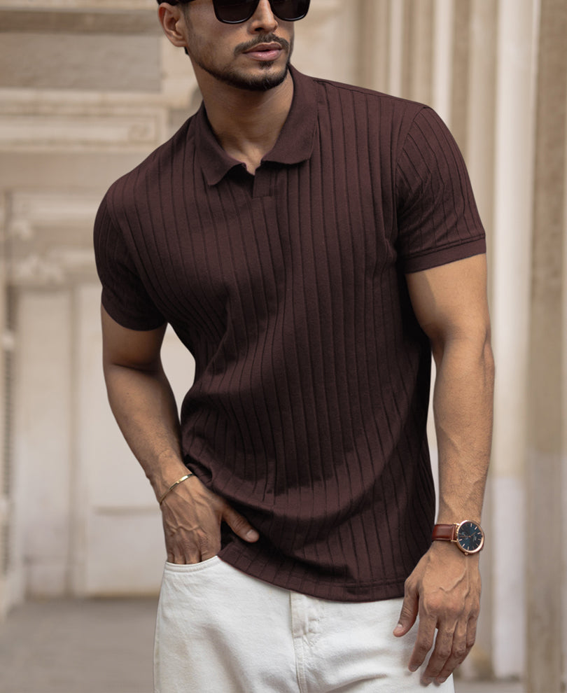 Dark Brown Rib T-Shirt