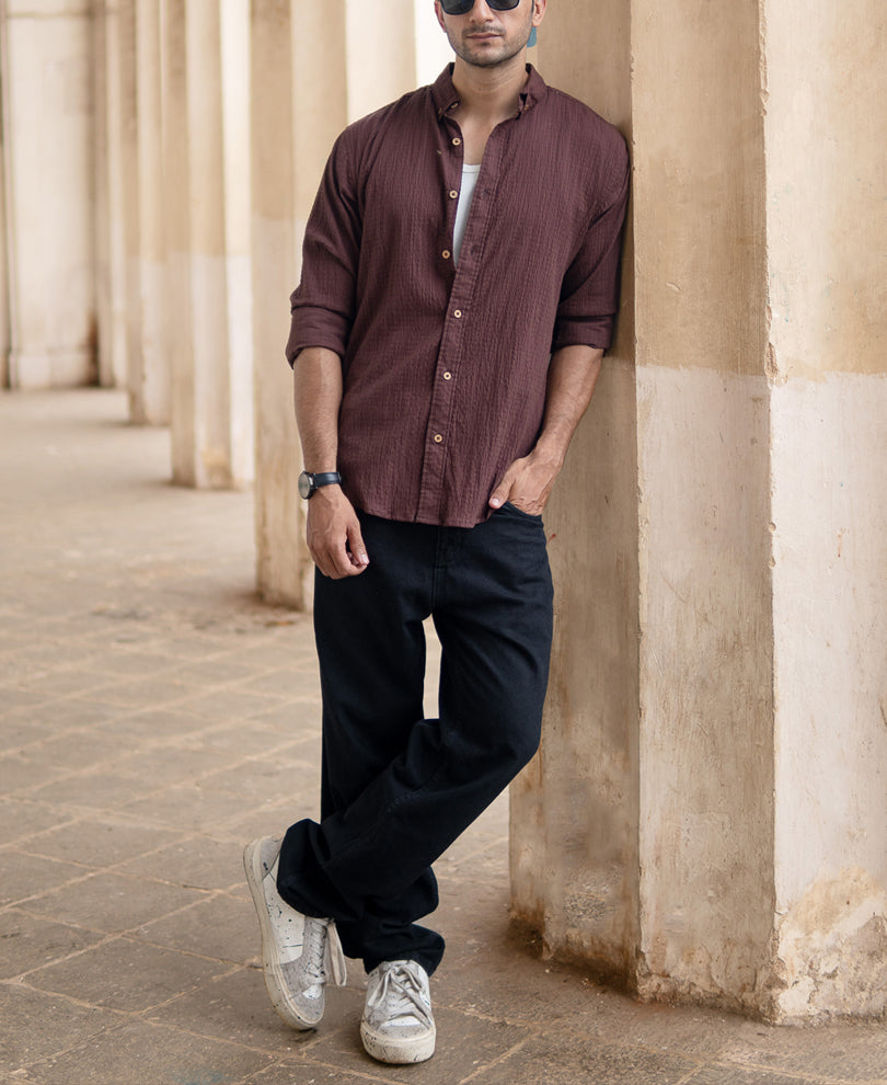 Brown Lightweight Structured Shirt