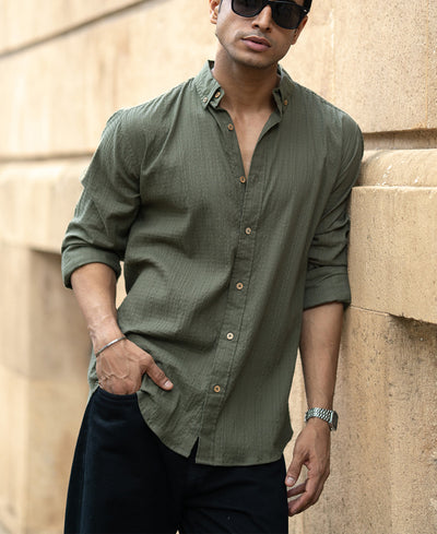 Green Lightweight Structured Shirt