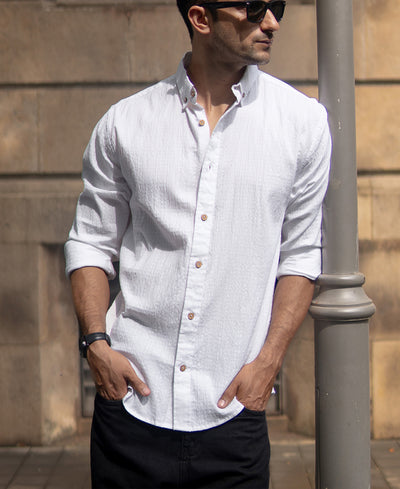 White Lightweight Structured Shirt