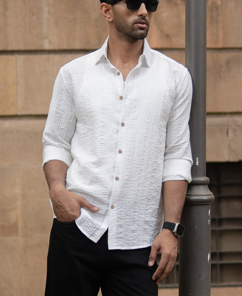 White Structure Stripe Shirt