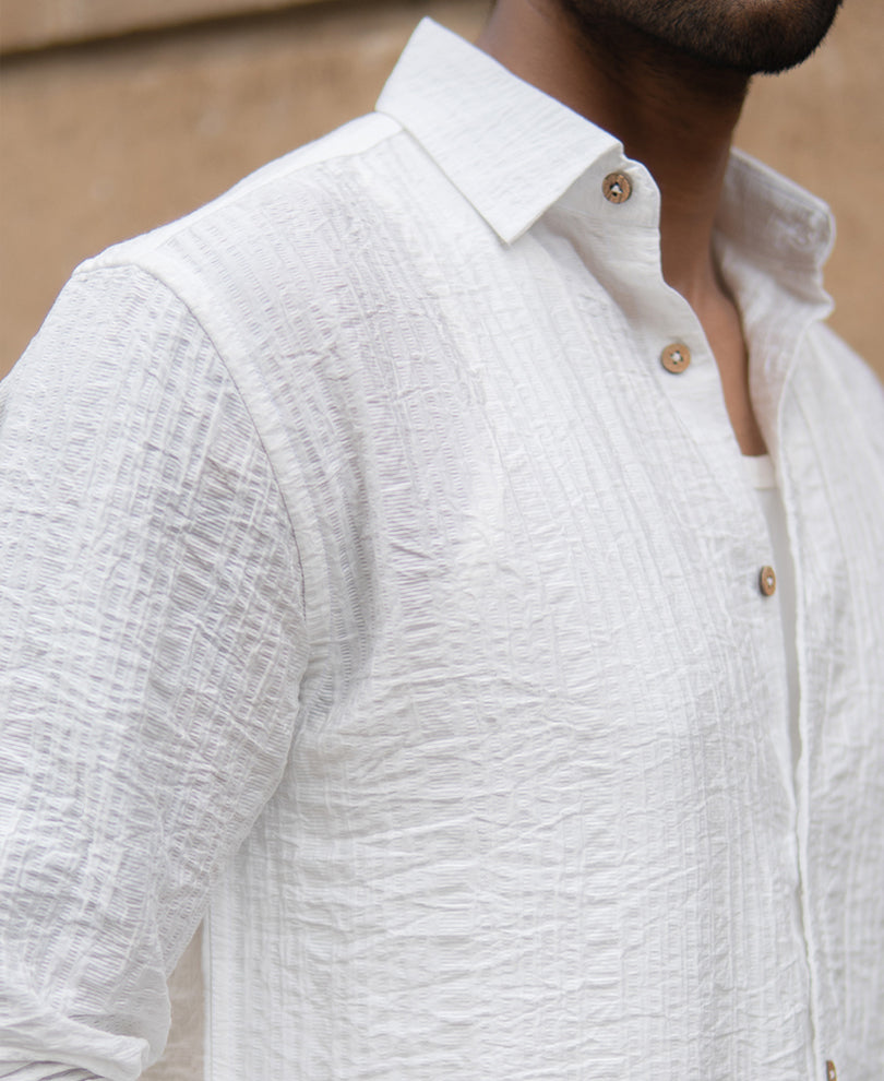 White Structure Stripe Shirt